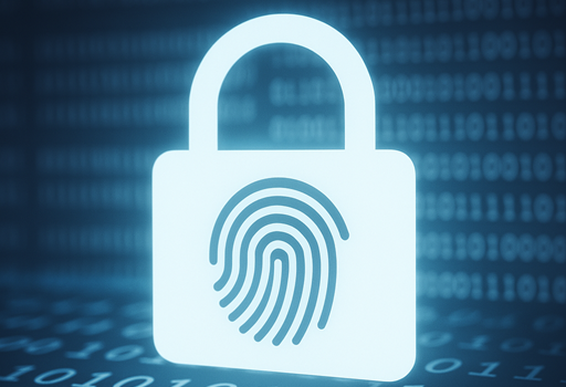 Stylised fingerprint padlock symbolising security and privacy.